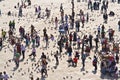 Tourists on San Marco square feed Royalty Free Stock Photo