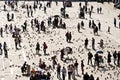 Tourists on San Marco square feed Royalty Free Stock Photo