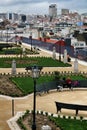 Tourists in San Pedro de Alcantara viewpoint in Lisbon Royalty Free Stock Photo