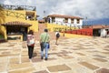 Tourists seen from the back walking through Chicamocha National Park, Colombia