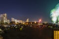 Tourists shades admiring fireworks at a local holiday in Yokohama