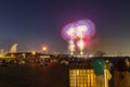 Tourists shades admiring fireworks at a local holiday in Yokohama