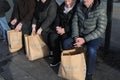 Tourists and shoppers enjoy on Alexandra plats in Berlin