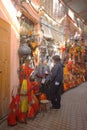Tourists shopping in historic market souk
