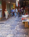 Tourists shopping at the market of old city of Jerusalem Israel