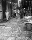 Tourists shopping at the market of old city of Jerusalem Israel