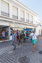 Tourists shopping in the town