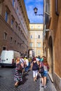 Tourists on a street at Rione IV Campo Marzio Rome Italy