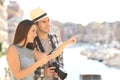 Tourists sightseeing in a coast town