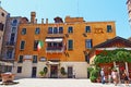 Nice quaint historic buildings square Venice Italy