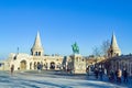 Fisherman\'s Bastion square and Statue of St. Stephen I Budapest Hungary