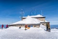 Tourists sightseeing the tope of Kasprowy Wierch mountain peak