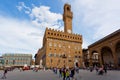 Tourists on Signoria Square near Palazzo Vecchio