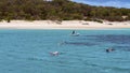 Tourists Snorkeling On The Great Barrier Reef Near Great Keppel Island Royalty Free Stock Photo