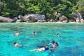 Tourists snorkeling at Skull Island