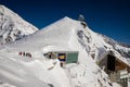 Tourists on snow capped mountain, Jungfrau, Switzerland