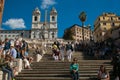 Tourists on Spanish steps in the main square of Rome, Lazio Royalty Free Stock Photo