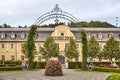 Tourists spending their time in front of Zameczek Hotel in Kudowa- ZdrÃÂ³j spa town, Poland