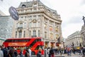 Tourists spending their time at Oxford Street, the most europe`s busiest shopping street in London, UK