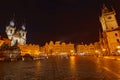 Church of Our Lady Before Tyn, Old town hall tower and Jan Hus monument i Royalty Free Stock Photo