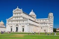 Tourists on Square of Miracles visiting Leaning Tower in Pisa, Italy. Royalty Free Stock Photo