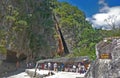 Tourists at stalls setup on Phang-Nga Island, known as James Bond Island Thailand. Royalty Free Stock Photo