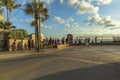 Tourists standing in line in order to take picture at famous tourist attraction Southernmost point. Key West. Florida. USA. Royalty Free Stock Photo