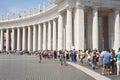 Tourists standing in a line at St Peters Church