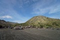 Tourists start gathering for climbing the slopes of Mount Bromo