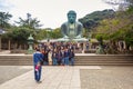 Tourists at statue of The Great Buddha of Kamakura, Japan Royalty Free Stock Photo