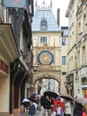 Tourists on steet Rue du Gros-Horloge, Rouen