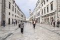 Tourists on Stradun street in old town of Dubrovnik, Croatia. Royalty Free Stock Photo