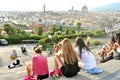 Tourists on the streets of Florence , Italy Piazzale Michelangelo Royalty Free Stock Photo