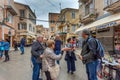 Tourists on the streets of the historic center of Corfu Royalty Free Stock Photo