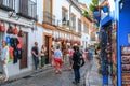 Tourists on the streets of medieval Cordoba, Spain Royalty Free Stock Photo