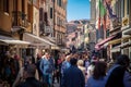 Tourists strolling through Venice