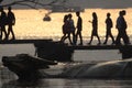 Tourists at sunset, West Lake, Hangzhou, Zhejiang, China Royalty Free Stock Photo