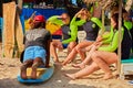 Tourists surfeurs Weligama Beach Sri Lanka Ceylon