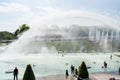 Tourists swimming at the fountain in front of the Palais de Chaillot, a building at the top of the Chaillot hill in the Trocadero