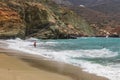 Tourists swimming in the sea, Agkali Beach, Folegandros Island, Greece