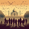 Tourists at Taj Mahal Sunrise