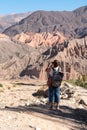 Tourists take photos of the city of Tilcara in the province of Jujuy in Argentina