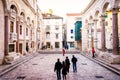 Tourists take a tour of the remains of palace of the Roman emperor Diocletian in Split, Croatia