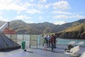 Holiday people on ferry Cook strait new zealand