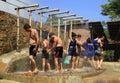 Tourists are taking a mineral water shower and have fun at I -Resort, Nha Trang, Vietnam Royalty Free Stock Photo