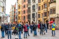 Tourists taking photo old buildings in Innsbruck, Austria