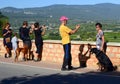 Tourists taking photos in french city