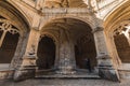 Lisbon, Portugal, January 24, 2020: tourists taking pictures in arches in the cloister of the Jeronimos monastery cathedral in Royalty Free Stock Photo