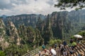 Tourists in Zhangjiajie Enchanting terrace lookout