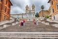 Tourists taking pictures on the Spanish Steps of Piazza di Spagna Royalty Free Stock Photo